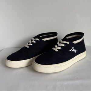Tory Burch Sz 9 Navy White Love All Hi-Top Trainer Sneaker High Top